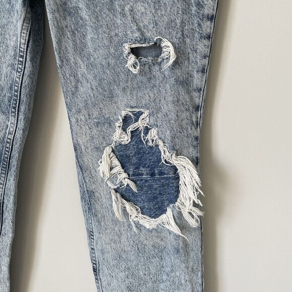 Free People We The Free Straight Leg Denim Jeans Blue Distressed Women's Size 28 - Picture 6 of 13